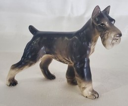 Vintage Gray Schnauzer Figure Figurine Dog  5&quot; x 3 1/2&quot; - £23.70 GBP