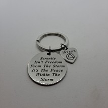 Sobriety 15 Years Sober Keychain Key Ring Silver - £7.82 GBP