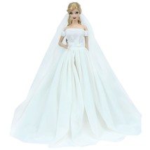 Wedding Party Gown Veil For Barbie Doll Bride Dress Skirt Clothes Evenin... - $13.66 CAD