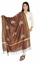 Women &amp; Girl Silk Blend Beautiful  Dupatta  Ethnic Dress Chunni Shawl Brown - $13.82