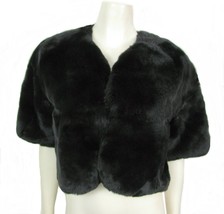 Anne Dee Goldin Black Genuine Fur Bolero Shrug Jacket M Short Sleeve SOF... - £162.82 GBP