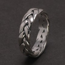 925 Sterling Silver Viking Jewelry Braided Rings For Men and Women Punk Rock Coo - £36.21 GBP
