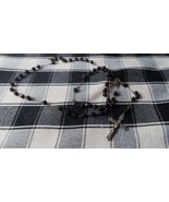 Vintage Antique Black Wood Bead Rosary NB4 - $40.81