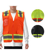 Men&#39;s Class 2 Type R Safety High Visibility Zipper Reflective Neon Work ... - $454.33 MXN+