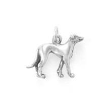 3D Standing Greyhound Dog Breed Charm Pet Lovers Gift 14K White Gold Finish 14mm - £26.20 GBP
