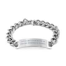 Best English Springer Spaniel Dog Cuban Chain Bracelet, Life is Better with an E - £25.68 GBP