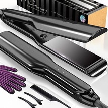 Hair Straightener and Curler 2 in 1, 8.5 Inch² Extra-Large 3D Floating Ceramic - £20.86 GBP