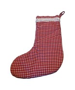 Vintage Red Gingham Cotton Christmas Stocking 9”x12 Small Child Pet Dog Cat - £14.97 GBP