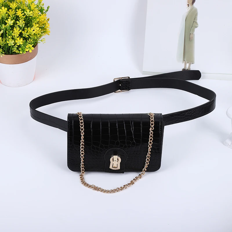 Hip Hop Women&#39;s Belt Bag  Pattern PU Leather Waist Pack Chain  Bags Female Funny - $57.34