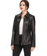 Minimalist Black Genuine Leather zip up Jacket Blazer Size M whimsigoth ... - $1,870.71 MXN