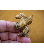(Y-PEG-RE-551) tan PEGASUS flying wings horse Figurine carving mythical ... - $19.20 CAD