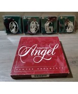 Longaberger Pewter Hanging Christmas Ornaments Angels Set 4 1999 2&#39;&#39; Ori... - £21.90 GBP