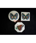 Set of 3 White Marble Decorative Jewelry Box Multi Butterfly Inlay Art G... - €905,65 EUR