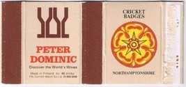 UK Matchbox Cover Cricket Badges Northamaptonshire Peter Dominic Wines F... - £1.12 GBP