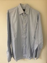 Ike Behar Neiman Marcus Blue Chevron Oxford French Cuff Dress Shirt 15.5... - $39.99