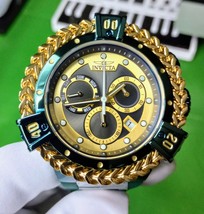 Invicta men gold bolt hercules green quartz swiss watch with silicone strap - £391.97 GBP