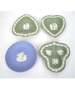 Wedgewood Jasperware Green Bridge Club Hearts Spade Set 3 Dish Tray Ange... - €50,52 EUR
