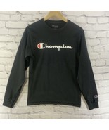 Champion Shirt Sz S Mens Black Long Sleeve Tee Vintage - £12.47 GBP