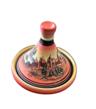 VTG Tagine Tajine Glazed Pottery Steamer MCM Beautiful Desert Scene - $14.03