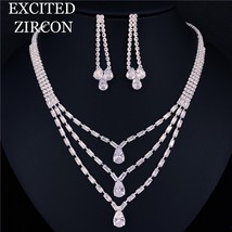 New Design Luxury Zircon Leaf Earrings and Pendant Jewelry Sets For Fashion Wome - £20.72 GBP