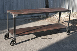 Industrial Cart, Industrial Console Table. Sofa Table. Reclaimed Wood and Steel  - £797.51 GBP