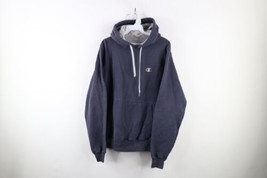 Vintage Champion Mens Size Small Faded Classic Logo Hoodie Sweatshirt Navy Blue - £35.26 GBP