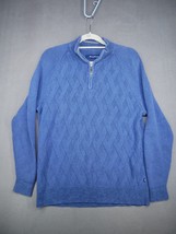 Tommy Bahama 1/4 Zip Pullover Men Medium Blue Sweater Long Sleeve Outdoors - £10.82 GBP