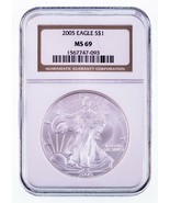 2005 $1 Silver American Eagle Graded by NGC as MS-69 - $86.99