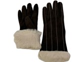 Labonia Women’s Brown Leather Suede Gloves Genuine Rabbit Fur Lining Ita... - $69.25