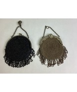ANTIQUE Elegant Black (German Silver) &amp; Silver Beaded (Patented 1890) Co... - $461.33 MXN
