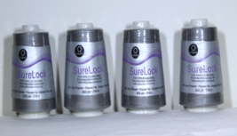 NIP SureLock Coats Thread 4 x 3000 Yards Spools 100% Spun Polyester Nickel Gray - £11.00 GBP