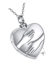 Hug Necklace Urn Necklace for Ashes Hugging Hands - £129.84 GBP