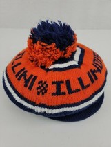 Vtg Illinois Fighting Illini Orange Blue Pom Knit Beanie Beret Winter Ha... - £28.31 GBP