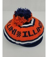 Vtg Illinois Fighting Illini Orange Blue Pom Knit Beanie Beret Winter Ha... - £28.31 GBP