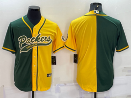 Men&#39;s Packers Green Gold Two Tone Blank Baseball Jersey - £32.42 GBP