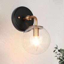 , 1-Light Black Gold Wall Sconces With Seeded Globe, Modern Bathroom Wall Sconce - £61.69 GBP