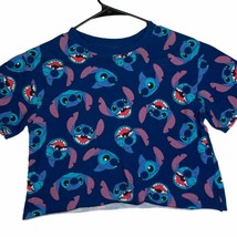 Disney Lilo Stitch Cropped Tee Blue Womens XS Graphic Shirt - £3.92 GBP