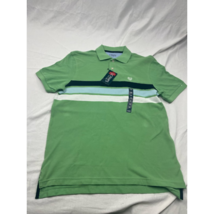 Chaps Mens The Everyday Polo Shirt Green Striped Short Sleeve Pullover M New - £13.44 GBP