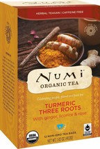 Numi Organic Tea Turmeric Tea, Three Roots,12 Bag(S),1.42 OZ(40.2G) - £8.93 GBP