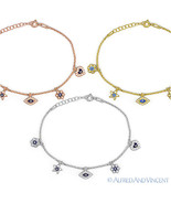 Evil Eye Star Snowflake Heart &amp; Flower Turkish Nazar Greek Hamsa Silver ... - $581.55 MXN