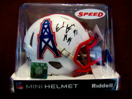 EARL CAMPBELL HOF 91 HOUSTON OILERS LONGHORN SIGNED AUTO MINI HELMET PSA... - $117.81
