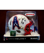 EARL CAMPBELL HOF 91 HOUSTON OILERS LONGHORN SIGNED AUTO MINI HELMET PSA... - $117.81