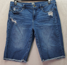 SOHO New York &amp; Co. Bermuda Shorts Women&#39;s Size 10 Blue Denim Distressed Pockets - £16.78 GBP