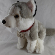 FAO Schwarz Gray Siberian Husky Plush Toy Dog with Blue eyes 10&quot; Tall Mint w tag - £13.75 GBP