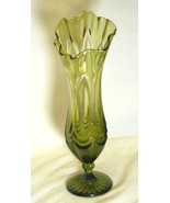 Stretched Art Glass Vase Green Draped Footed - €51,14 EUR Stretched Art Glass Vase Green Draped Footed - €51,14 EUR
