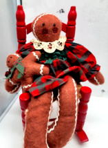 Christmas  Stuffed Gingerbread Girl Sitting in Red Rocking Chair - $16.00