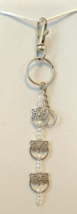 Handcrafted Owl Keychain/Purse charm,Silvertone Owl beads &amp; Clear Rondel... - $11.88