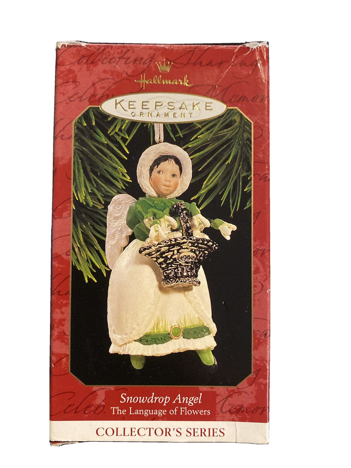 Primary image for Christmas Hallmark Keepsake Ornament Snowdrop Angel Language of Flowers 1997/box