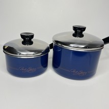 Revere Ware 1801 Signature Series Blue Pot 1 Qt and 2 Qt w/Lids Vintage Lot of 2 - £47.47 GBP