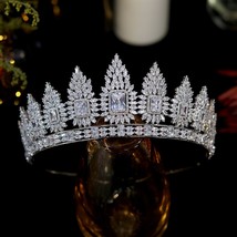 New Big Square Zircon Crown Bridal Wedding Tiara Jewelry Luxury Crowns For Women - £129.68 GBP